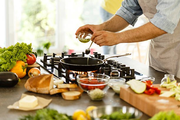 Cooking with edible oils and frozen chicken products