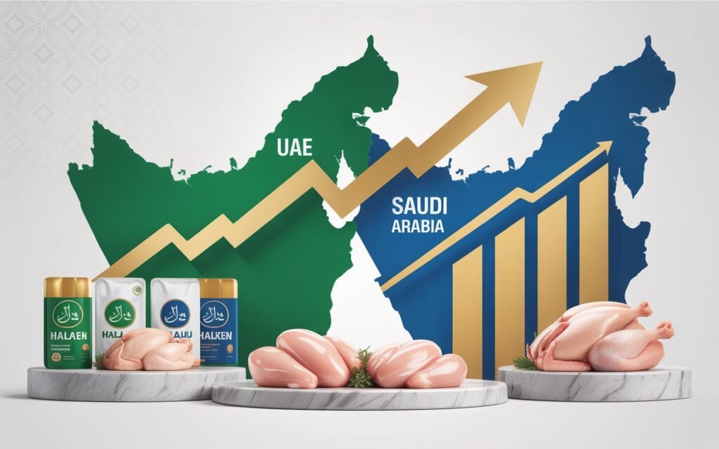 Halal chicken processing plant following Islamic slaughter standards